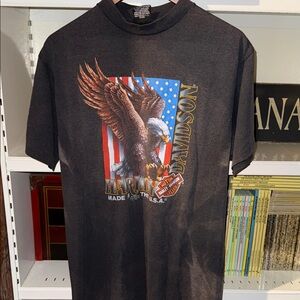 Harley-Davidson Black Graphic T-Shirt 3d emblem single stitch xL 1990s